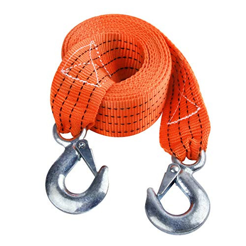 JCHL Tow Strap with Hooks 2in X20Ft Recovery Strap 10,000LB Break Strengthened Towing Rope for Towing Vehicles in Roadside Emergency