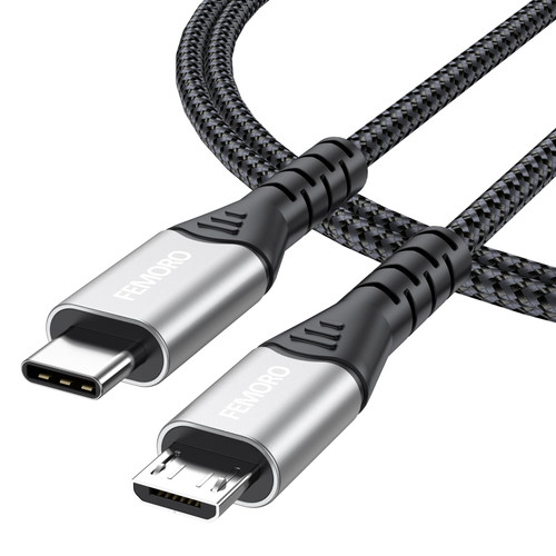 USB C to Micro USB Cable 3 ft, FEMORO Micro USB to USB C Adapter Cable Braided USB-C Type C to Micro USB Cable OTG 480Mbps Charing Data Transfer Compatible for MacBook Pro, Galaxy S22 S21 S10, LG, HTC