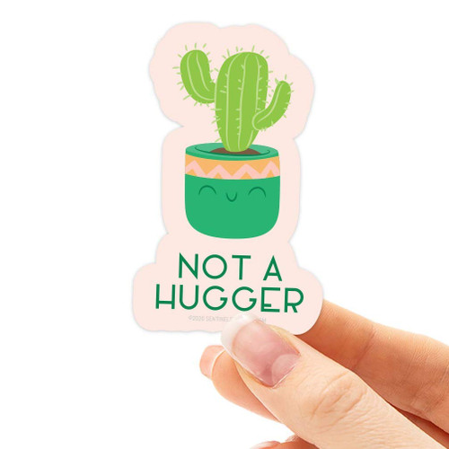 Not a Hugger Cactus Sticker, Cute Plant Stickers for Hydroflask Water Bottle | Funny Succulent Vinyl Decals for Laptop, House Plant Mom Decal