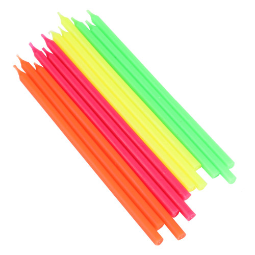 Chef Craft Classic Birthday Candles, 12 Piece Set 6 inches Tall, Neon