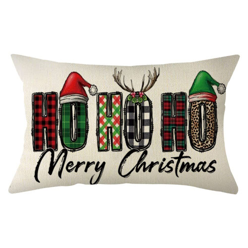 Ogiselestyle Ho Ho Ho Merry Christmas Lumbar Throw Pillow Cover, 12 x 20 Inch Xmas Winter Holiday Cushion Case Decoration for Sofa Couch Ogiselestyle Ho Ho Ho Merry Christmas Lumbar Throw Pillow Cover, 12 x 20 Inch Xmas Winter Holiday Cushion Case Decoration for Sofa Couch