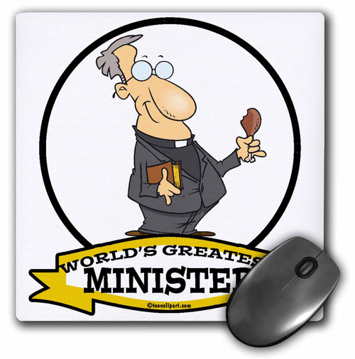 3dRose LLC 8 x 8 x 0.25 Inches Mouse Pad, Funny Worlds Greatest Minister Cartoon (mp_103358_1) 3dRose LLC 8 x 8 x 0.25 Inches Mouse Pad, Funny Worlds Greatest Minister Cartoon (mp_103358_1)