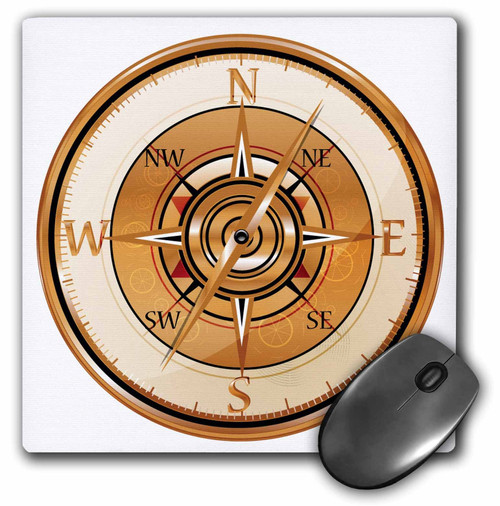 3dRose LLC 8 x 8 x 0.25 Inches Copper Nautical Compass Illustration Mouse Pad (mp_153027_1)