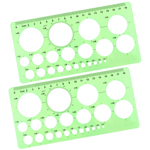 Prasacco 2 Packs Circle Template Measuring Geometry Ruler, Drawings Stencils Rulers Measuring Templates Rulers Digital Drawing for Office and School Office Building Formwork Drawings Templates