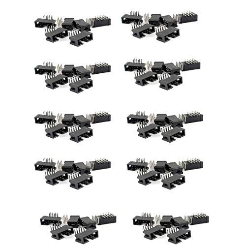 Yohii 80Pcs DC3-8PL 2x4 Pins 2.54mm Pitch Right Angle Connector Pin IDC Box Headers