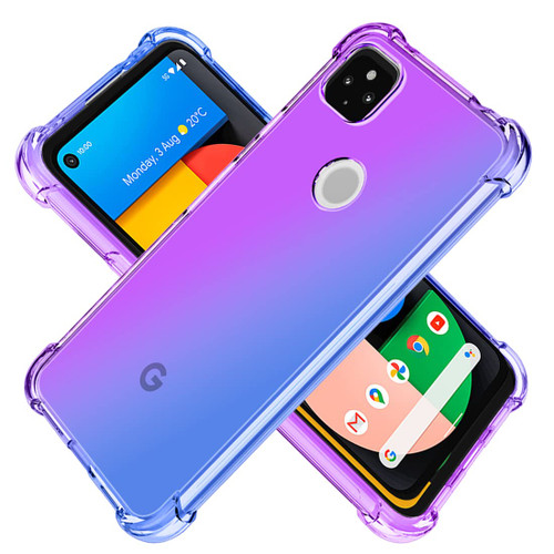 KOARWVC Case for Pixel 4A 5G Case, (Not fit Pixel 4A 4G) G025I Case, Crystal Clear Case Gradient Slim Anti Scratch TPU Shockproof Protective Phone Cases Cover for Google Pixel 4A 5G (Purple/Blue)