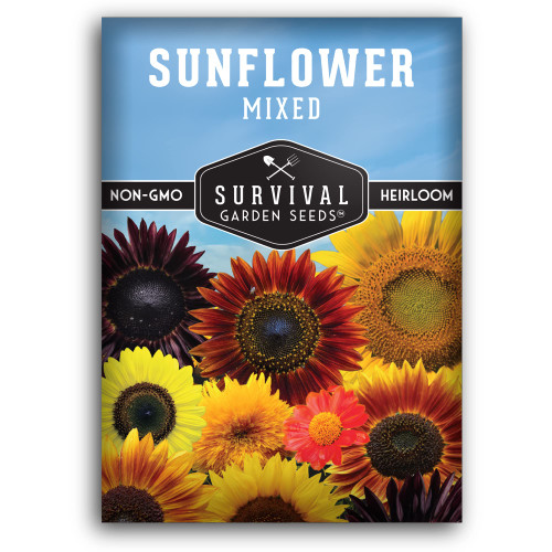 Survival Garden Seeds - Mix of Popular Sunflower Seeds for Planting - Packet with Instructions to Plant and Grow Beautiful Flowers in Your Home Vegetable or Flower Garden - Non-GMO Heirloom Varieties