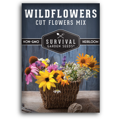 Survival Garden Seeds - Cut Flowers Wildflower Seed Mixture for Planting - Packet with Instructions to Plant and Grow Cut Flowers in Your Home Vegetable or Flower Garden - Non-GMO Heirloom Variety