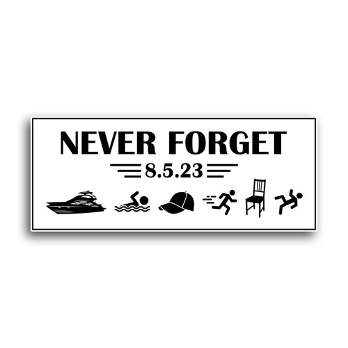 Never Forget White Folding Chair Fightin Sticker Vinyl Die Cut Sticker for Car Rear View Mirror Laptop Phone Water Bottle Guitar Helmet Gift Idea