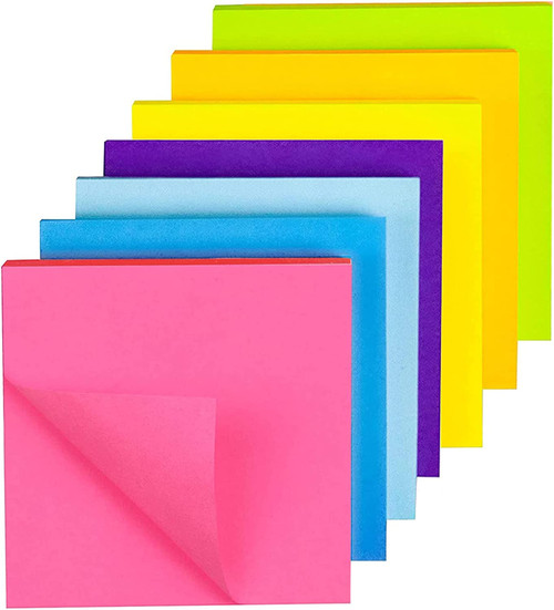 Self Sticky Notes Pad Its, 560 Sheets 3x3 inch Colorful Square Sticky Notes, Bright Colors Self-Stick Pads, Bright Post Stickies for Office School Home Message(8 Colors)