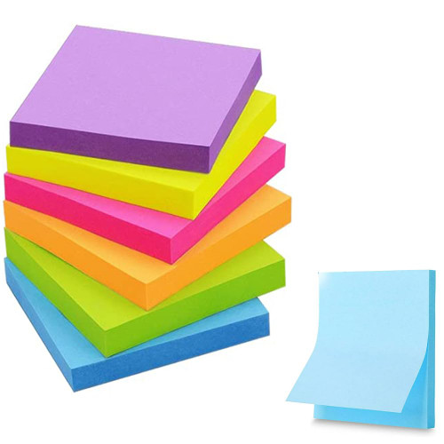 Sticky Notes 3x3 Inches, 12 Pads Bright Colors Sticky Notes,Colorful Sticky Notes, Self-Stick Note Pads, Sticky Notes Bulk,50 Sheets/Pad (6Pads)
