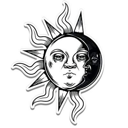 Sun Moon Celestial - 3" Vinyl Sticker - for Car Laptop I-Pad Phone Helmet Hard Hat - Waterproof Decal Sun Moon Celestial - 3" Vinyl Sticker - for Car Laptop I-Pad Phone Helmet Hard Hat - Waterproof Decal