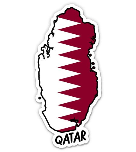 Squiddy Qatar Map with Flag - Vinyl Sticker Decal for Phone, Laptop, Water Bottle - 3"