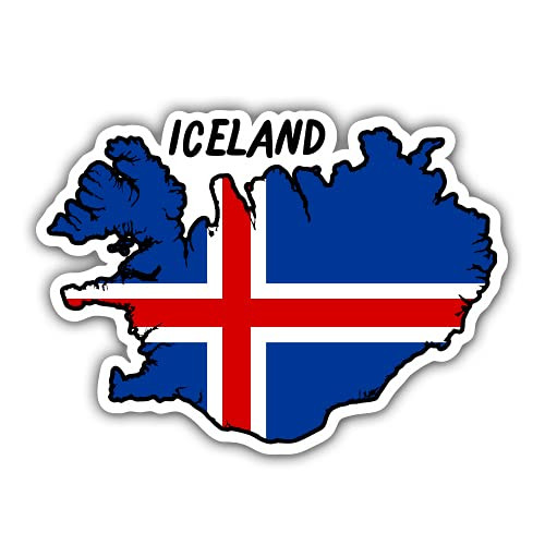Squiddy Iceland Map with Flag - Vinyl Sticker Decal for Phone, Laptop, Water Bottle - 3"