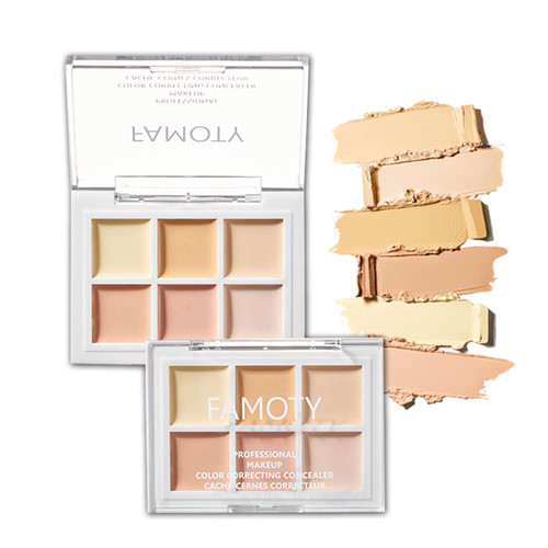 Concealer Contour Palette, 6 In 1 Color Correcting Concealer Contour Makeup Palette, Contouring Foundation Highlighting Makeup Kit for Dark Circles (B)