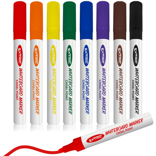 EXTRIC Dry Erase Markers, Whiteboard Markers, 8 Pack Assorted Colors Dry Erase Marker. Low Odor- Chisel Tip