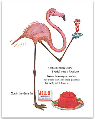 Lone Star Art 50s Retro Jello Flamingo Art Print - 11x14 Unframed Print - Perfect Vintage House Decor