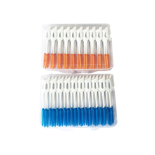 FOMIYES 80pcs Interdental Brush, Toothpick Dental Tooth Flossing Head Betweens Interdental Brushes Toothpick Cleaners Tooth Cleaning Tool