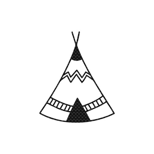 Tipi Tent Silhouette Vinyl Decal Notebook Car Laptop 4.5" x 5.5" (Carbon Fiber)