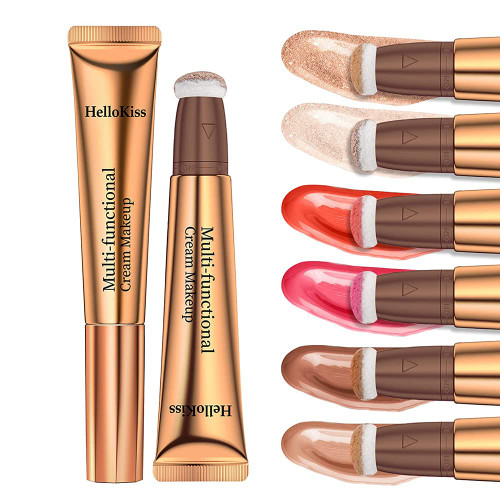 Liquid Highlighter Beauty Wand, Highlight Bronzer Stick with Cushion Applicator,Lightweight Super Silky Cream Face Illuminator Makeup Stick,06 Rose Gold Highlighter Wand