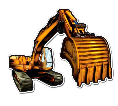GT Graphics Excavator Backhoe - 3" Vinyl Sticker - for Car Laptop I-Pad Phone Helmet Hard Hat - Waterproof Decal