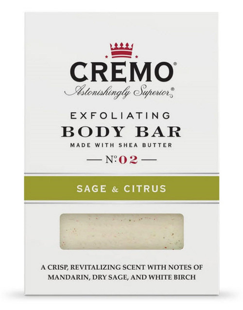 Cremo Exfoliating Body Bars Sage & Citrus - A Combination of Lava Rock and Oat Kernel Gently Polishes While Shea Butter Leaves Your Skin Feeling Smooth and Healthy