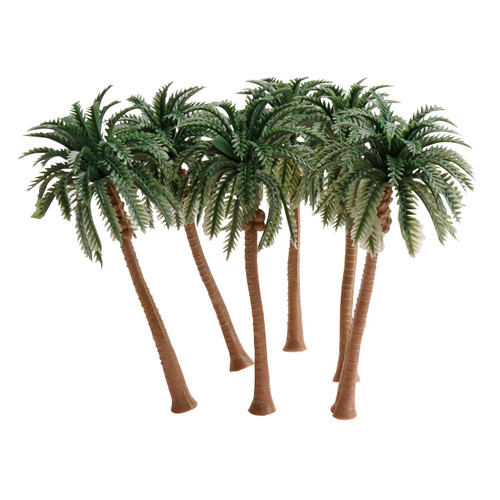 30PCS Artificial Coconut Palm Tree Palm Island Artificial Plant Plastic Green Palm Tree Landscape Decoration Realistic Coconut Tree Mini Plastic Coconut Tree Ornament, 3.15 Inch