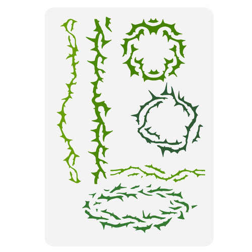 FINGERINSPIRE Thorns Painting Stencil 8.3x11.7inch Large Thorny Undergrowth Stencil for Painting Plastic PET Thorns Circle Drawing Template Plant Theme DIY Stencil Painting On Wood Canvas Fabric
