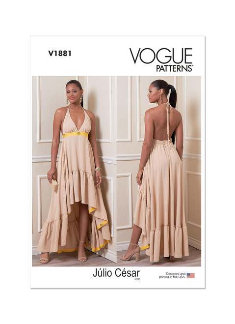 Vogue Misses' Halter Neck Dress Sewing Pattern Kit, Design Code V1881, Sizes XS-S-M