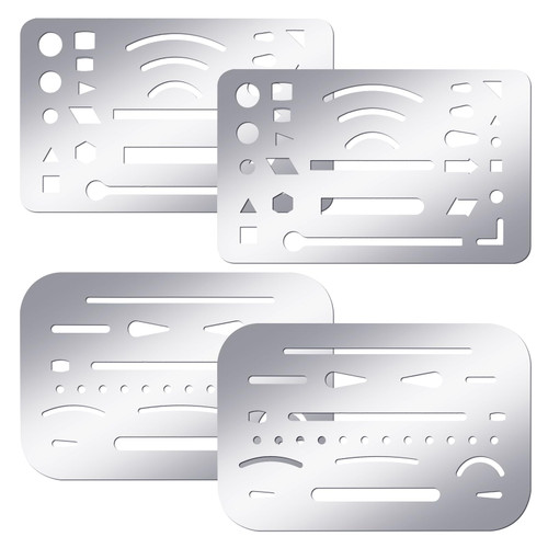 4 Pcs Erasing Shield Stainless Steel Drawing Template Shield Drafting Tools Metal Eraser Shield Tool Drafting Tools for Mechanical Drawing Engineering Design
