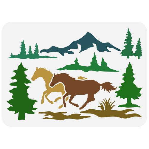 FINGERINSPIRE Horse Stencil 8.3x11.7inch Reusable Washable Drawing Template Galloping Horse Stencil Mountains Trees Painting Stencil Large Stencil for Home Furniture Wall Door Floor Decor FINGERINSPIRE Horse Stencil 8.3x11.7inch Reusable Washable Drawing Template Galloping Horse Stencil Mountains Trees Painting Stencil Large Stencil for Home Furniture Wall Door Floor Decor