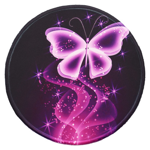 Mouse Pad, Round Mousepad, Cute Mouse Pads, Non-Slip Rubber Base Mousepad with Stitched Edge, Washable Mouse Mat with Lycra Cloth, Small Mouse pad 7.9 x 7.9 Inch (Purple Butterfly)