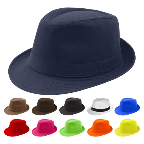 WFashionshop Unisex Classic Fedora Hat for Men Women Role Play Hats Detective Gangster Mobster (Navy)