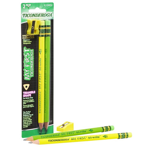 Ticonderoga My First Tri-Write Wood-Cased Pencils, Neon Assorted, 2 Count