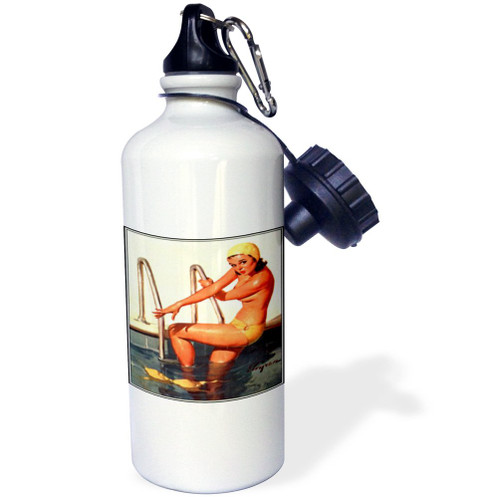 3dRose Print of Elvgren Pinup Swim Suit Malfunction Sports Water Bottle, 21 oz, Natural