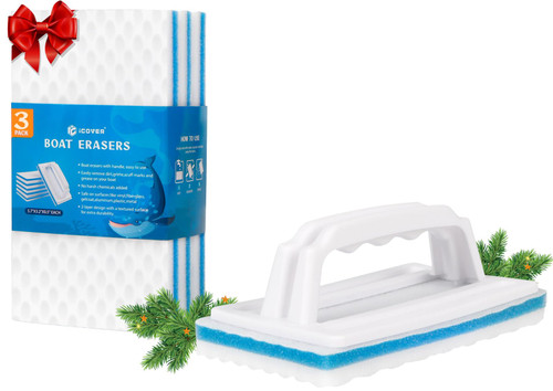 i COVER Boat Scuff Erasers with Handle-Magic Boat Sponge for Cleaning Mark Dirt Durable Boat Cleaner Accessories, 3 Pack