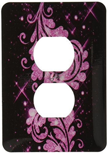3dRose lsp_41090_6 Floral Glitter Swirls 2 Plug Outlet Cover, Pink