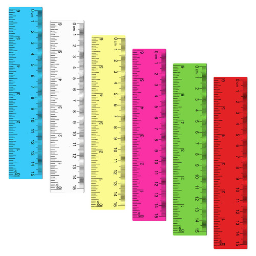 Mabor 6 Inch Metric Ruler Small Ruler for Classroom 6Pcs Clear Plastic Ruler for School Office Home Straight Edge Ruler with Metric Inches for Kids Drawing Ruler for Students Adults