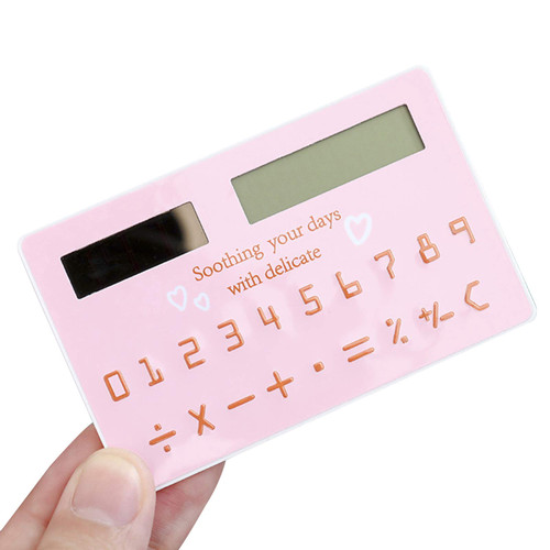 XIXIAN Calculator,Mini Card Size Calculator Ultra-Thin Cute Cartoon Solar Powered Calculator 8 Digits Display Portable for Office School Students Stationery Supplies