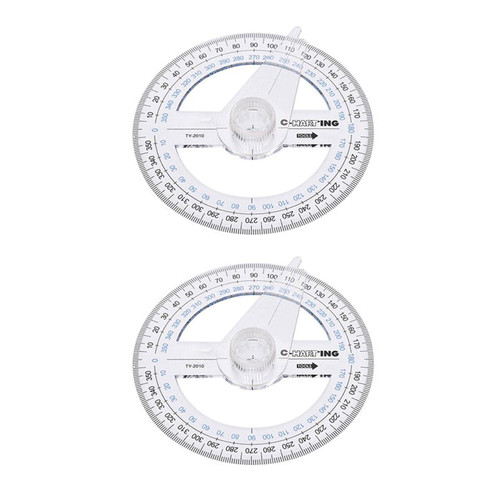 Xiaokeis 2Pack Circle Protractor for Geometry,360 Degree Protractor with Swing Arm,Angle Ruler Locator Circular Pointer Conveyor School and Office Supplies
