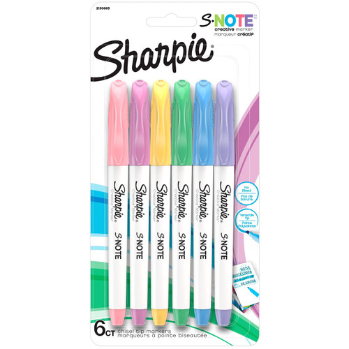 SHARPIE S-Note Creative Markers Highlighters | Assorted Colors | Chisel Tip | 6 Count