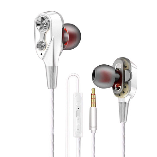 Floralby Moving Coil Iron 3.5mm Universal in-Ear Wired Earphone HiFi Stereo Music Headset - White