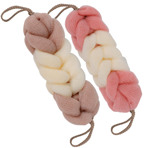 BCKENEY Bath Loofah Sponge Back Scrubber Soft Mesh Body Wash Long Lofa Exfoliator Shower Puffs for Women & Men Bath Accessories Cleaning Tool (2Pack 50G Pink + Cameo Brown) BCKENEY Bath Loofah Sponge Back Scrubber Soft Mesh Body Wash Long Lofa Exfoliator Shower Puffs for Women & Men Bath Accessories Cleaning Tool (2Pack 50G Pink + Cameo Brown)