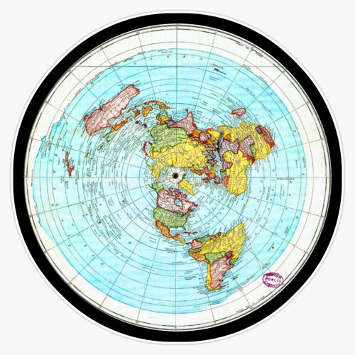 Magnet Flat Earth Map - (Azimuthal Equidistant Projection Map) Magnetic Vinyl Sticker Decal Magnet 5"
