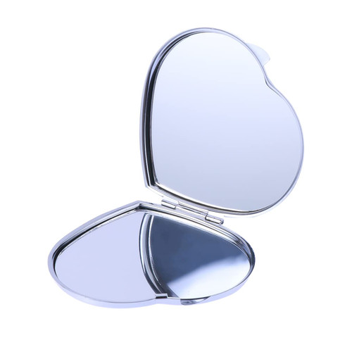 ULTNICE Folding Compact Pocket Makeup Mirror Double Sided Handbag Purse Heart Shape Mirror Silver