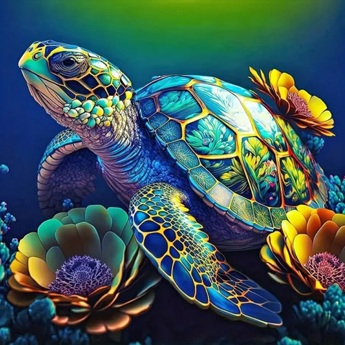JFYHAB Turtle Diamond Art Painting Kits for Adults - Full Drill Turtle Diamond Dots Paintings for Beginners, Round 5D Paint with Diamonds Pictures Gem Art Painting Kits DIY Adult Crafts 12x12inch