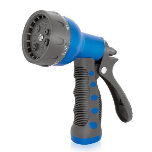 NEXCOVER Garden Hose Nozzle Sprayer - 7 Adjustable Watering Patterns Nozzle for Water Hose, Non-Slip Garden Spray Nozzle for Car Washing, Watering Plants, Pets Showering, Lawns Cleaning, Blue