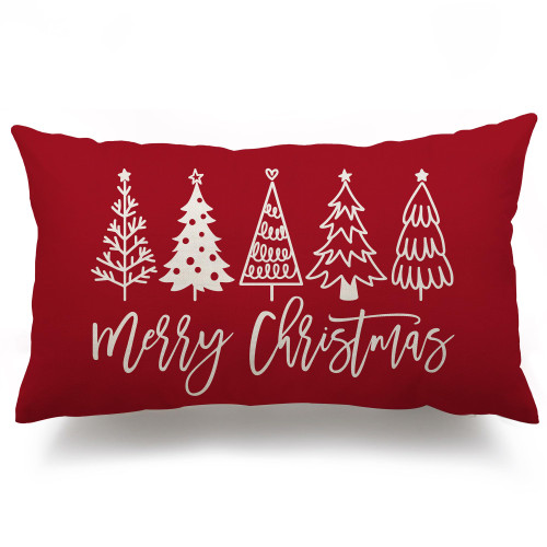 DFXSZ Christmas Pillow Covers 12x20 Inch Christmas Tree Merry Christmas Decorative Red Throw Pillows Winter Christmas Decor for Home Couch 143B