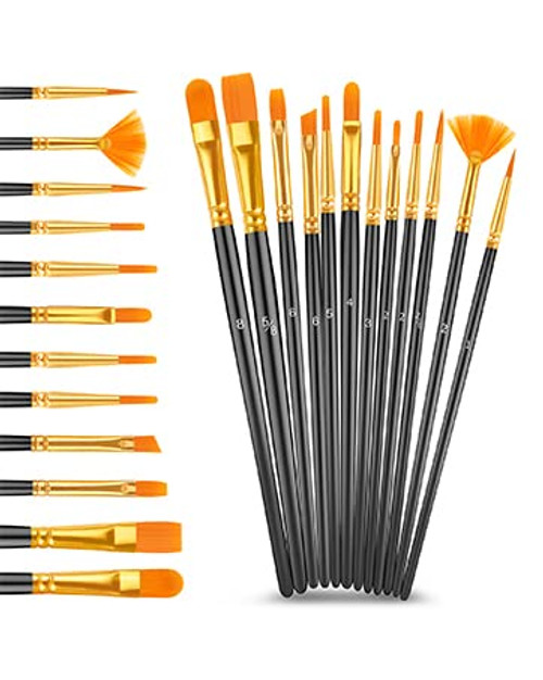 Paint Brushes Set, 12 Pcs Round Pointed Tip Paintbrushes Nylon Hair Artist Acrylic Paint Brushes for Acrylic Paint Oil Watercolor, Face Nail Art, Miniature Detailing and Rock Painting Black Paint Brushes Set, 12 Pcs Round Pointed Tip Paintbrushes Nylon Hair Artist Acrylic Paint Brushes for Acrylic Paint Oil Watercolor, Face Nail Art, Miniature Detailing and Rock Painting Black