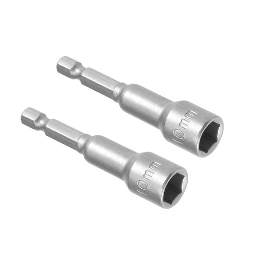 Kozelo 2pcs Power Nut Driver Bit - [1/4 Inch x 10mm] Quick-Change Hex Shank Magnetic Nut Setter Socket Wrench for Impact Drill Use